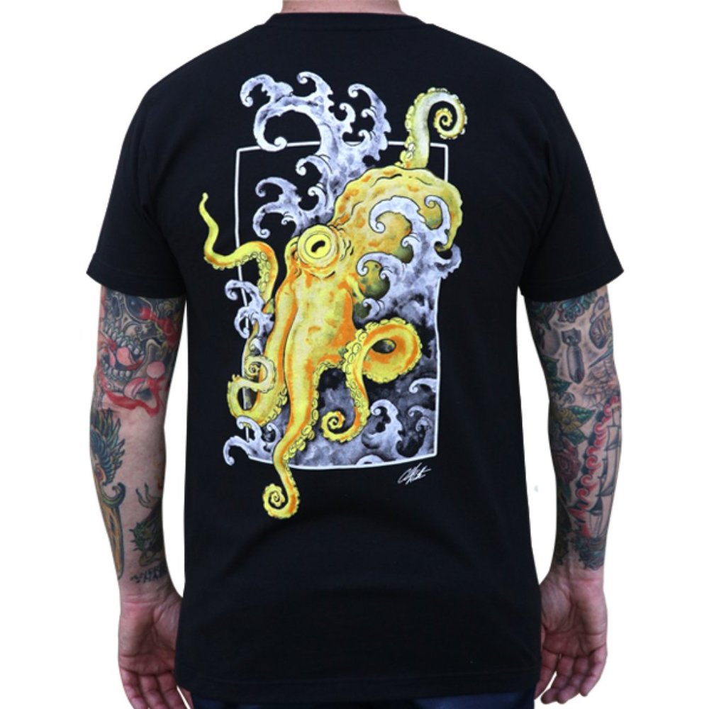 Clark North Octopus Tattoo Art Black Graphic Tee S-M-L-XL-2XL NWT